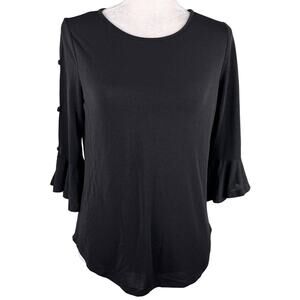 Green Envelope Top Black Small Bell Sleeves Cut Outs New